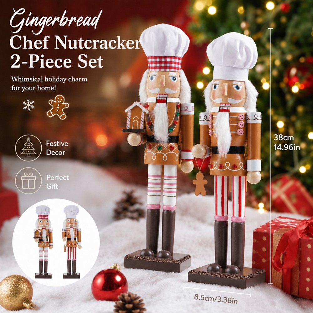 38CM Christmas Nutcracker Wood - Nutcracker Figurine ulasan dan harga